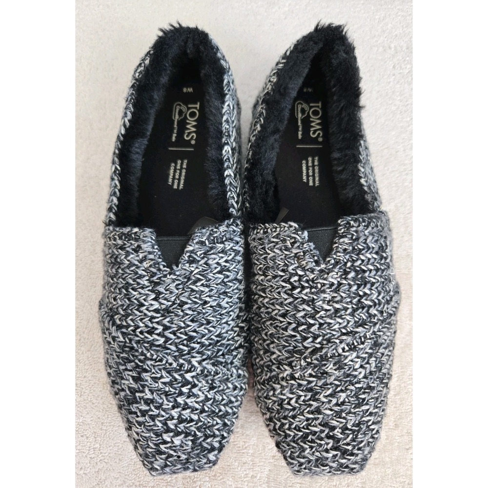 TOMS Womens Alpargata CloudBound Faux Fur Lined Knit Slip On Shoes Size 8W